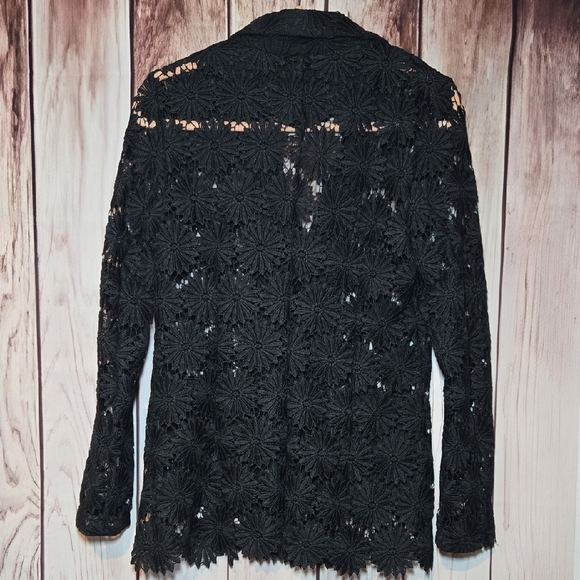 Berek Black Lace Floral Cut Out Blazer Womens Medium - Picture 8 of 10